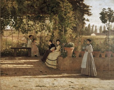 Öğleden sonra (pergola) (tuval üzerine yağlı boya by Silvestro Lega