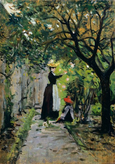 Gül bahçesinde, Silvestro Lega (1826-1895), pano üzeri yağlı boya, 36.5x25,5 cm by Silvestro Lega