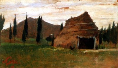 Sazdan Kulübe ile Manzara by Silvestro Lega