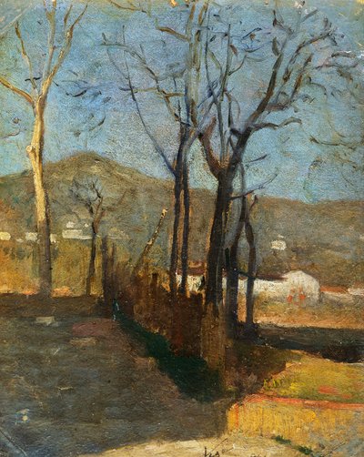 Ağaçlarla Görünüm, Ülke Çalışması triptik by Silvestro Lega