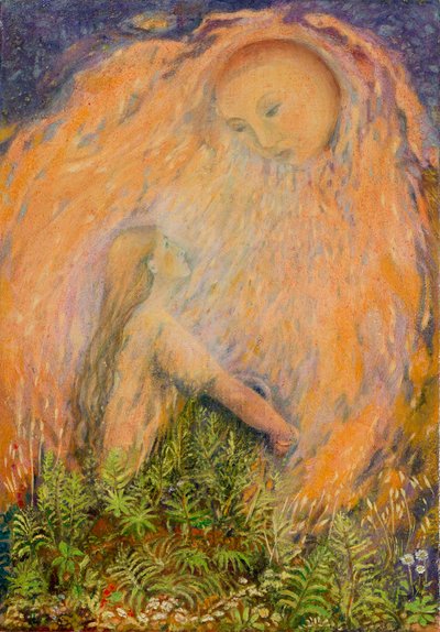 Özlem, 2015 (jessolu ahşap panel üzerine yağlı boya) by Silvia Pastore