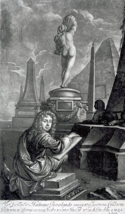 Adrian Beverland, Isaac Beckett tarafından gravürlenmiştir by Simon (after) Du Bois