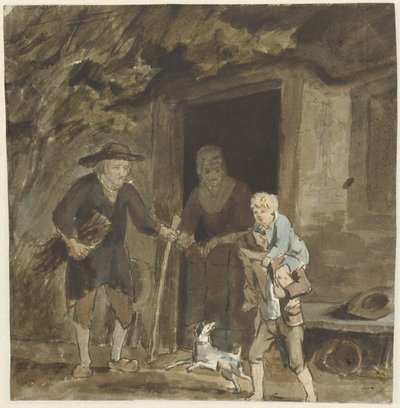 Çiftçi ailesi evlerinin kapısında by Simon Andreas Krausz