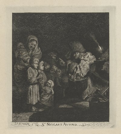 Sinterklaas-eve Aziz Nicholas Akşamı (nesne üzerindeki başlık) by Simon Andreas Krausz