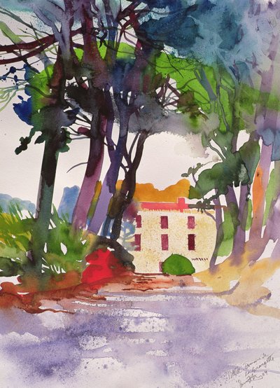 Allee la Grangette, 2004 (waercolour) by Simon Fletcher