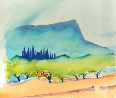 Bademler, Pollença, 2016 (suluboya) by Simon Fletcher