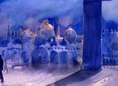 Bazilika, gece çalışması, 2006 (kağıt üzerine suluboya) by Simon Fletcher