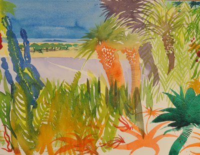 Kaktüs bahçesi, 2016 (suluboya) by Simon Fletcher