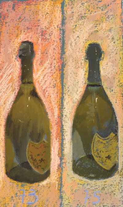 Champagne Moet Dom Perignon, 2016 (kağıt üzerine pastel) by Simon Fletcher