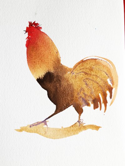 Cockrel, 2020 (kağıt üzerine çalışma) by Simon Fletcher