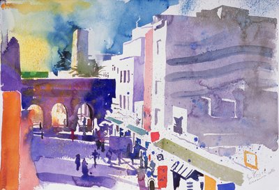 Essaouira Kapısı (kağıt üzerine suluboya) by Simon Fletcher