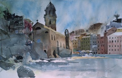 Fernazza, Cinque Terre, 2002 (kağıt üzerine suluboya) by Simon Fletcher