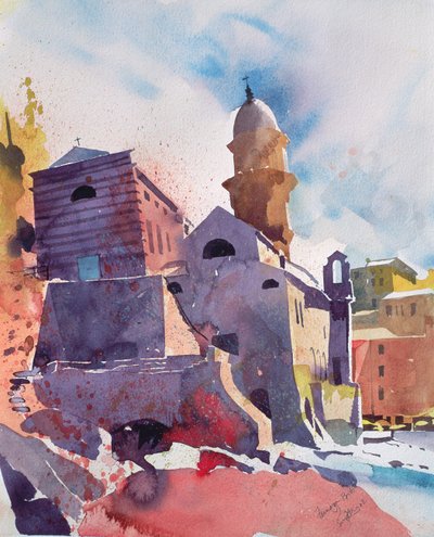 Fernazza, Porto, 2002 (kağıt üzerine suluboya) by Simon Fletcher