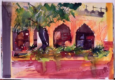 Haveli Inn Pal Jodphur, 2007 (kağıt üzerine suluboya) by Simon Fletcher
