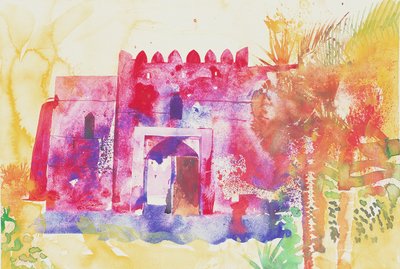 Jabreen duvarları, Umman, 2005 (suluboya) by Simon Fletcher