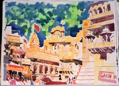Jaiselmer Kızıl Bayrak, 2007 (kağıt üzerine suluboya) by Simon Fletcher