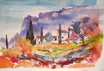 Le Caroux, Fransa (suluboya) by Simon Fletcher