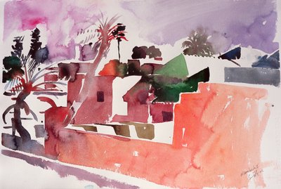Marakeş 1 (kağıt üzerine suluboya) by Simon Fletcher