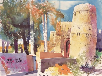 Nizwa Umman, Eski güney kapısı, 2005 (suluboya) by Simon Fletcher