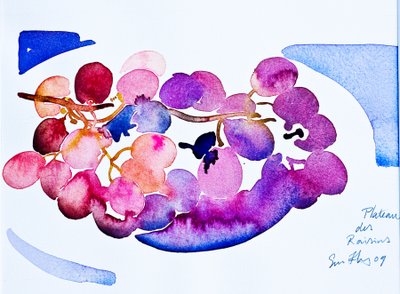 Plateau des Raisins (kağıt üzerine suluboya) by Simon Fletcher