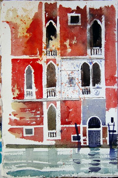 Kırmızı ev, Venedik, 2006 (suluboya) by Simon Fletcher