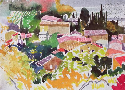 Vendanges II, Fransa, 2012 (suluboya) by Simon Fletcher