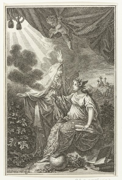 Golgotha tepesine yakın alegorik figürler by Simon Fokke