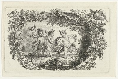 Bir arı kovanında üç putti by Simon Fokke
