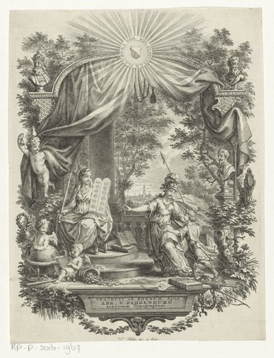 Minerva genç bir adam alır by Simon Fokke