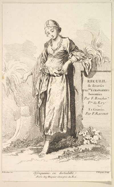 Sabahlıklı Afrikalı kadın, çeşitli yabancı figürlerin koleksiyonundan icat edildi..., 18. yüzyıl. by Simon Francois Ravenet