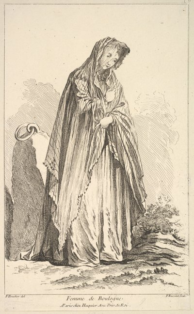 Boulogne Kadını, Çeşitli yabancı figürlerin koleksiyonundan F. Bo... tarafından icat edildi, 18. yüzyıl. by Simon Francois Ravenet