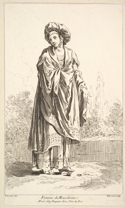 Makedonyalı Kadın, Recueil de çeşitli yabancı şahsiyetlerden F. B... tarafından icat edildi, 18. yüzyıl. by Simon Francois Ravenet