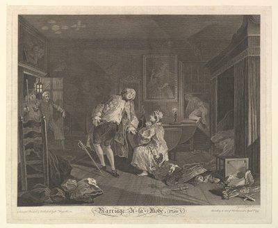 Evlilik A-la-Modu, Levha V, Nisan 1745. by Simon Francois Ravenet