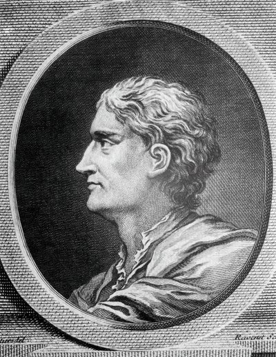 İngiliz fizikçi ve matematikçi Isaac Newton'un (1642-1727) portresi, Simon Francois Ravenet'nin (1706-1774) gravürü by Simon Francois Ravenet