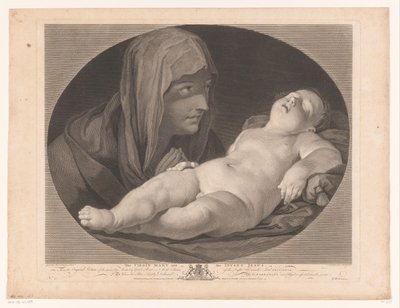 Meryem ile uyuyan İsa Bakire Meryem ve bebek İsa (nesne üzerindeki başlık) by Simon François Ravenet (le vieux)