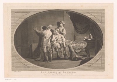 Çizim sanatının icadı Çizimin kökeni (nesne üzerindeki başlık) by Simon François Ravenet (le vieux)