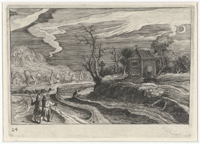 Gece manzara Güney Avrupa manzaraları (dizi başlığı) Topographia variarum Regionum (dizi başlığı) by Simon Frisius