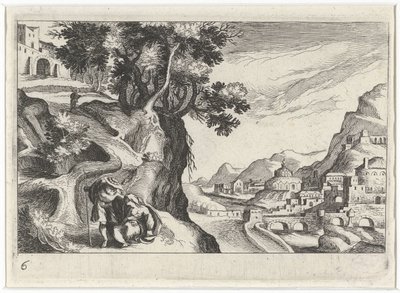Landschap Juda en Tamar ile bir araya geldi Zuid-Europese landschappen (dizi başlığı) Çeşitli bölgelerin topografyası (dizi başlığı) by Simon Frisius