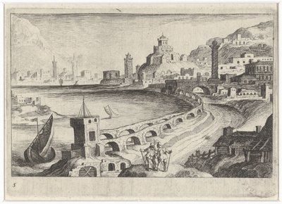 Su kemeri ile şehir manzarası Güney Avrupa manzaraları (dizi başlığı) Topographia variarum Regionum (dizi başlığı) by Simon Frisius