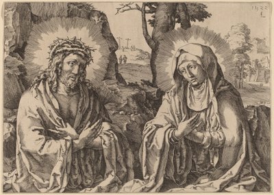 Kurtarıcı ve Bakire by Simon Frisius after Lucas van Leyden