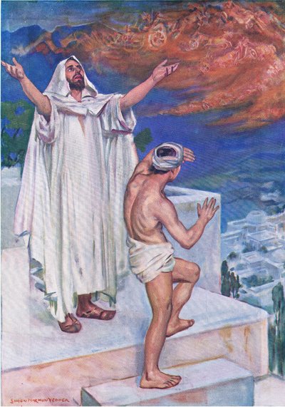 Elishas Heavenly savunucuları, Thomas Nelson tarafından yayınlanan İncil Resimli Kitaptan, c.1950 by Simon Harmon Vedder