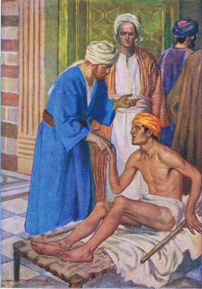 Peter ve John güzel kapıda, Thomas Nelson tarafından yayınlanan İncil Resimli Kitaptan, c.1950 by Simon Harmon Vedder
