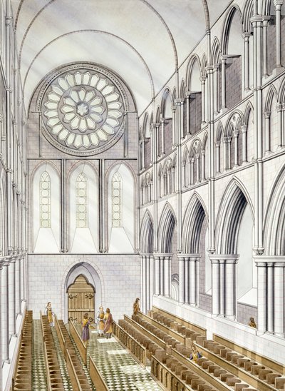 Kilise İçi, Byland Manastırı (kağıt üzerine suluboya) by Simon Hayfield