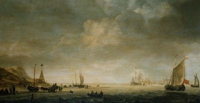 Sahilde balıkçılar ile Scheveningen