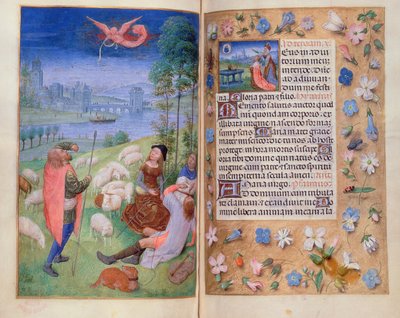 Ekle 38126 fol.79v-80 Huth Saatlerinden Çobanlara Müjde by Simon Marmion