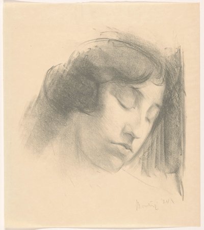Gözleri kapalı bir kadının başı by Simon Moulijn (signed by artist)
