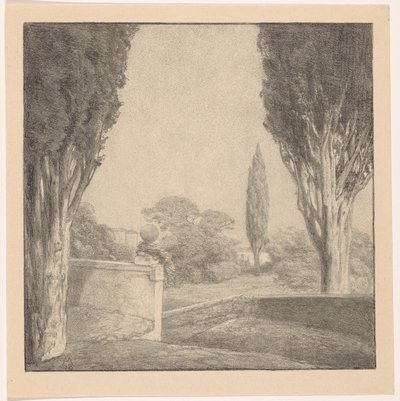 Duvar ve selvi Anma ile Peyzaj (orijinal başlık) by Simon Moulijn