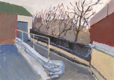 Otopark yürüyüş yolu, 2024 (kağıt üzerine akrilik) by Simon Neville
