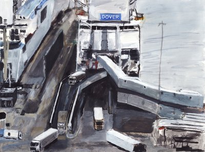 Dover, 2019 (kağıt üzerine akrilik, suluboya, guaj ve mürekkep) by Simon Neville