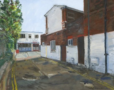 Motorworks, Westgate-on-Sea, 2024 (tuval üzerine yağlıboya) by Simon Neville
